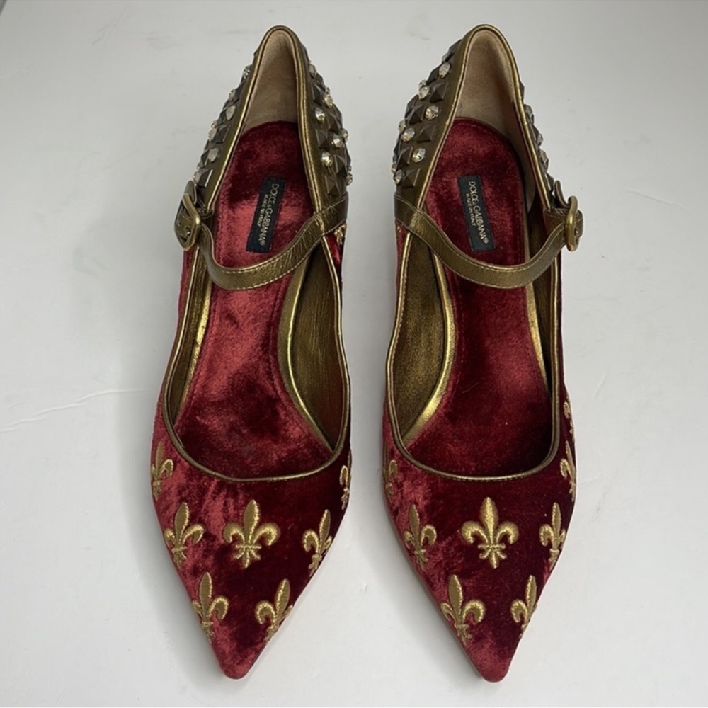 Dolce Gabbana velvet star heels with dust bag